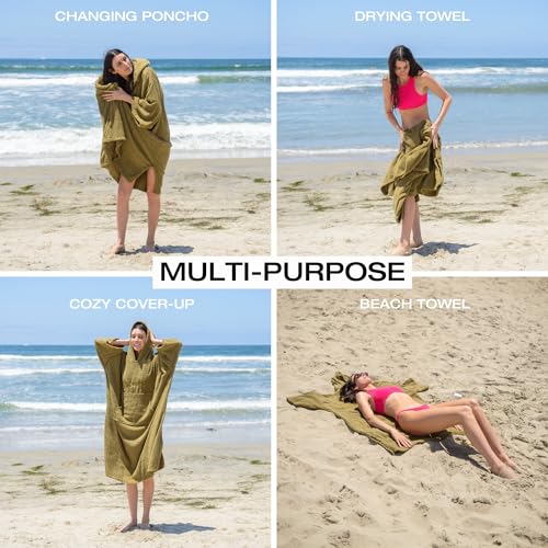 Unisex Cotton Surf Poncho Towel with Hood for Water Sports & Changing