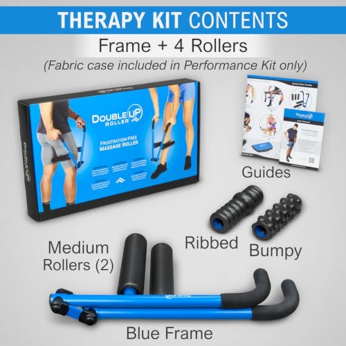 DoubleUP D4 Leg & Arm Massager - Blue, Metal Frame with 4 Rollers