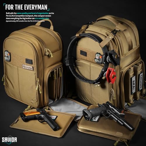 Savior Equipment SEMA Compact Tactical Range Pistol Backpack - Flat Dark Earth, 18x14x10 inches