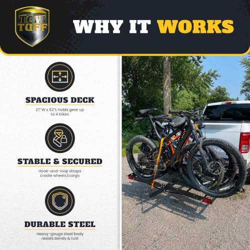 Heavy-Duty Hitch Cargo Carrier with Bike Rack - 500 lb Capacity, Universal Fit