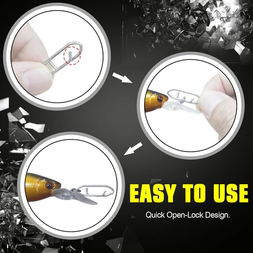 High Strength Saltwater Fishing Snaps 50 Pack - Stainless Steel Tackle Connectors Size 7 (220lb)