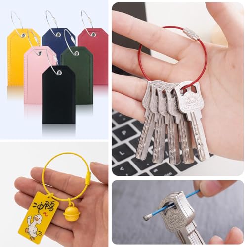 50PCS Stainless Steel Keychain Rings Heavy Duty Luggage Tags Cable Loops