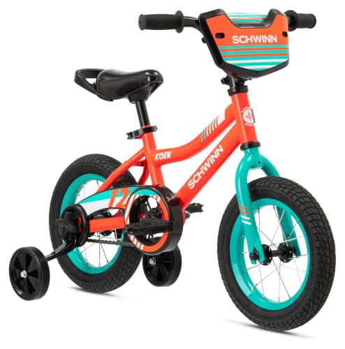 Schwinn Koen 12-inch Kids Bike Red with Training Wheels for Beginners