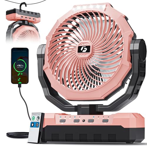 FRIZCOL 3-in-1 Camping Fan with 24000mAh Battery & Pink Variation