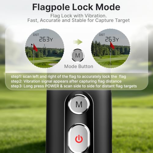 Golf Range Finder with Slope, 1200 Yards, Pin Lock Vibration, Rechargeable Battery - Black & Silver