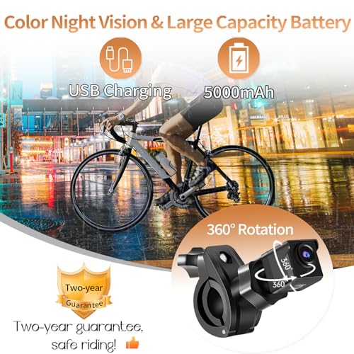 Wankskey 1080P Bicycle Rear View Camera with Night Vision & 360° Rotation