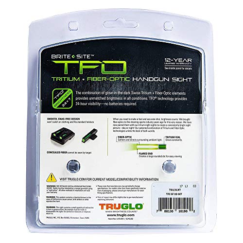 TRUGLO Green Rear Sight for Springfield XD Series Handgun Night Sights