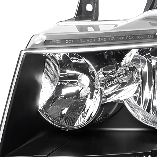 APSVE Headlight Assembly for Chevy Tahoe Suburban 2007-2014 Black or Chrome