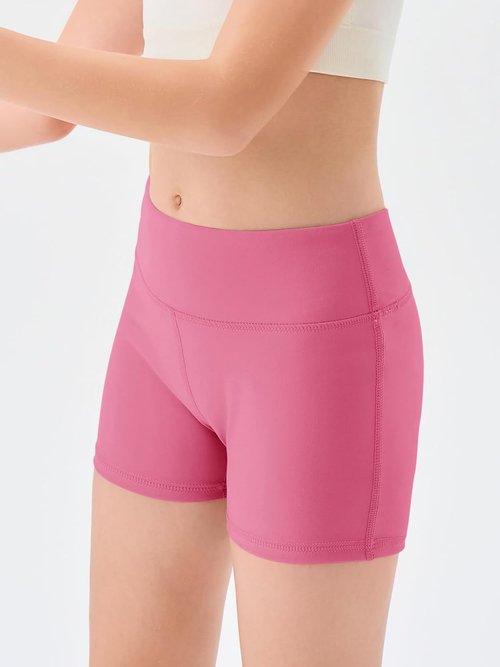 Haloumoning Girls Athletic Shorts - High Waisted Biker Shorts for Gymnastics & Dance | Ages 5-14