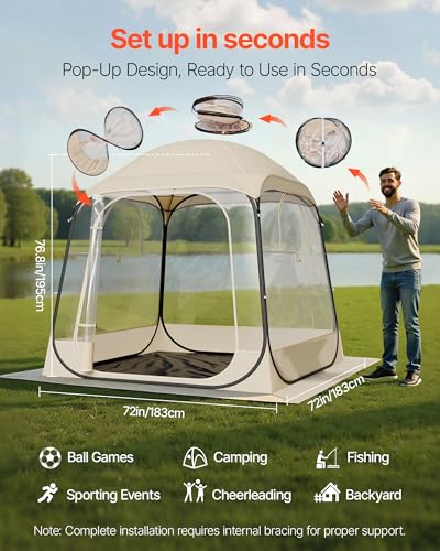 VEVOR Clear Pop Up Sports Tent 72x72x76.8 Inch Waterproof Dome Shelter