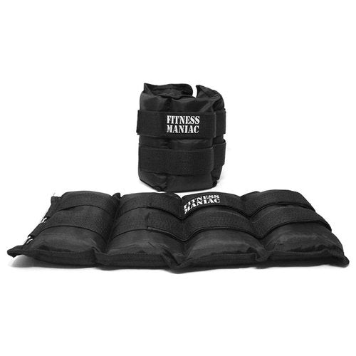Fitness Maniac Pro Ankle Weights for Women Men Double Straps 14 lbs (7 Pounds Per Ankle) Durable Set for Gym, Workout, Walking, Ab, Leg Exercises