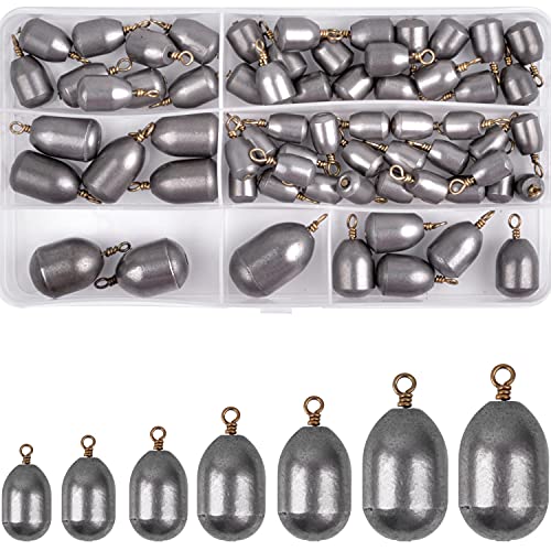 62pcs Lead-Free Fishing Weights Kit with Swivels for Saltwater and Freshwater Fishing