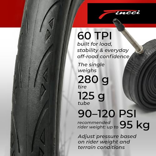 Fincci 700x23c Road Bike Tires & Inner Tubes Set - Foldable, Puncture-Resistant