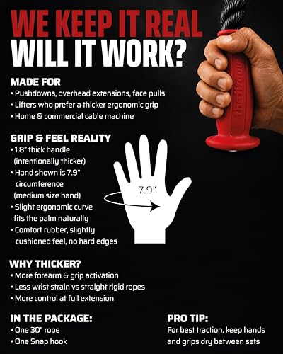 Ergonomic Tricep Rope with Non-Slip Rubber Ends - Cable Machine Attachment