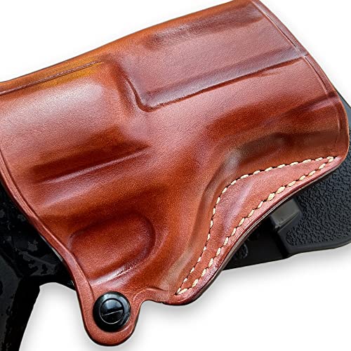 MASC Premium Leather OWB Paddle Holster for Rhino 30DS .357 Mag/9mm 3-inch, Right-Hand, Open Top, Brown