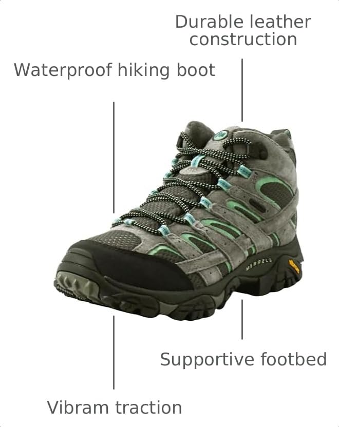 Merrell Women's Moab 2 Mid Waterproof Hiking Boots - Drizzle Mint, Size 10