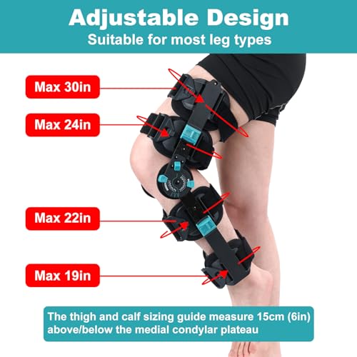 Mathgetin Hinged Post-Op Knee Brace with Adjustable Range of Motion, Support for Arthritis and ACL Injuries