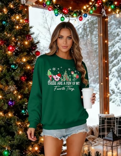 Christmas Sweatshirt for Women Green Medium Magic Merry Holiday Crewneck Pullover