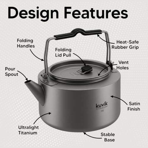 Kuvik Titanium 1.4L Ultralight Camping Kettle - Compact & Durable Backpacking Pot