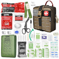 VLITEPRO C-Brown Trauma First Aid Kit 144pcs Portable Emergency Camping Gear with Tourniquet & Splint