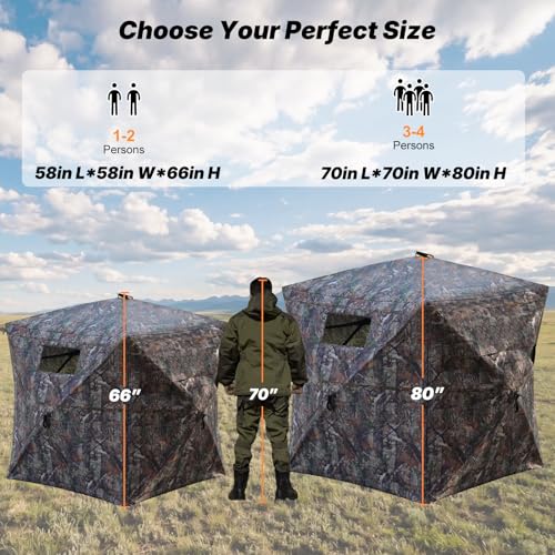 SUMSEEK 2-3 Person 360° See-Through Ground Hunting Blind with Single Door