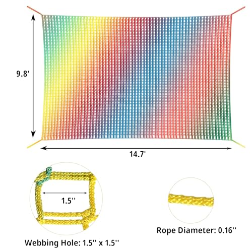 Climbing Cargo Net 14.7ft x 9.8ft Multicolored for Treehouse & Playground