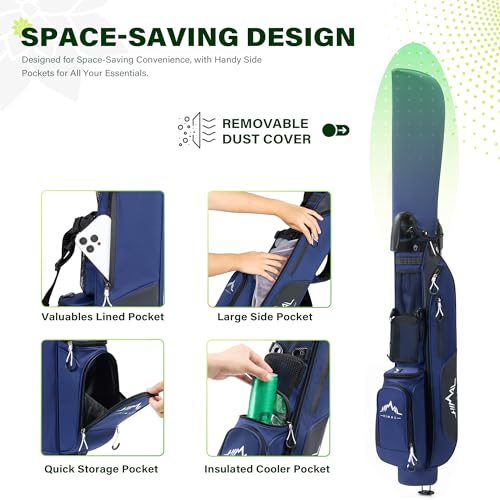 uniHimal Small Par 3 Golf Stand Bag - Lightweight Blue, Holds 4-6 Clubs