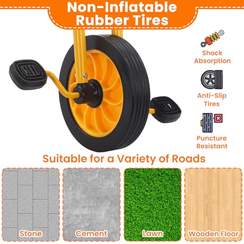 Kids Tricycle for Ages 3-6 - Metal Frame with Airless Rubber Tires - Yellow (5168-yellow)