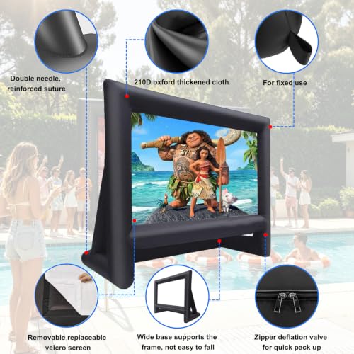 GYUEM 18 Feet Portable Inflatable Outdoor Indoor Projector Movie Screen - 18FT Variation