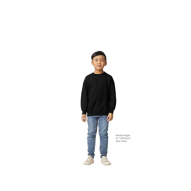 Gildan Kids' Fleece Crewneck Sweatshirt G18000B, Black, Large