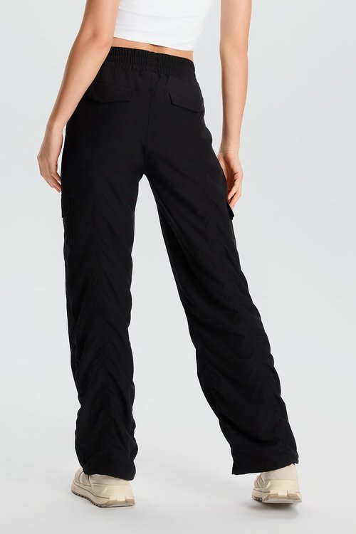 Yogipace Women's Lightweight Dance Studio High Rise Cargo Pants with 6 Pockets,Travel Hiking Casual Pants,31",Black,Size L