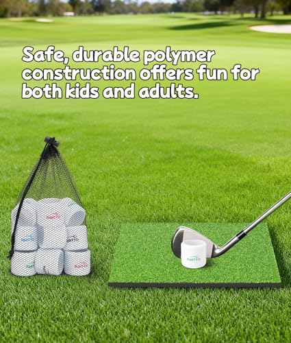 Practice Golf Balls 12 Pack - Realistic Feel & Limited Flight Distance - 4 Color Options