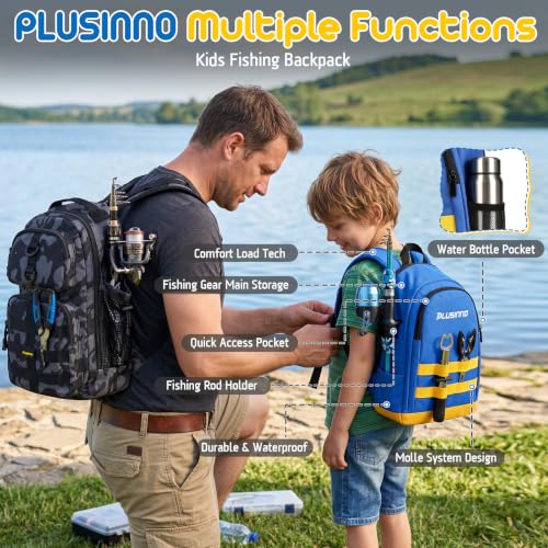 Kids Telescopic Fishing Pole Kit with Backpack, Tackle & Accessories - Blue, 4.92 ft