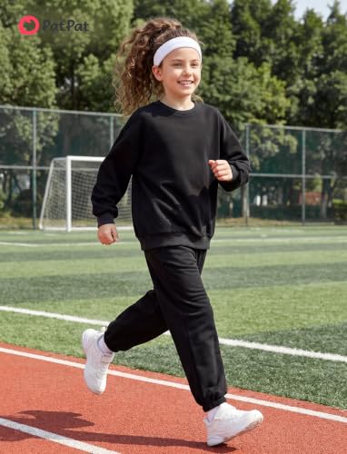 Girls Oversized Cotton Blend Sweatshirt - Lightweight Pullover, 13-14 Years, Black