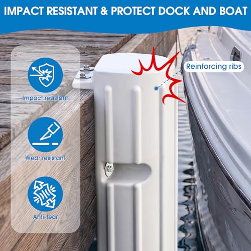 White 6 Pack Dock Bumper Fender for Boat Docking Protection, Marine Grade Vinyl