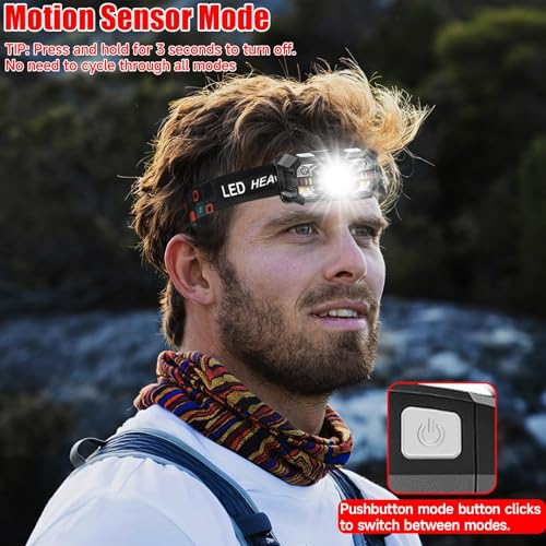 Northlet Black Rechargeable Headlamp 12 Pack - 3000 Lumens LED Camping & Outdoor Headlight with Motion Sensor