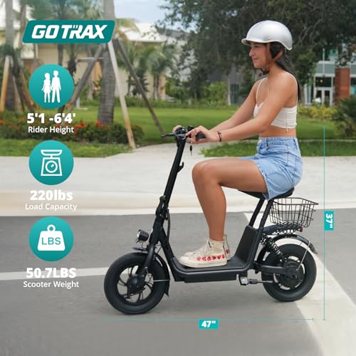 Gotrax 12/14/16-Inch Electric Scooter with Seat for Adults & Teens, Black