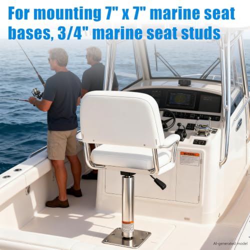 Heavy Duty Boat Seat Pedestal Mount Kit with Lock, 14-19" Height, 3/4" Pin Post, 7x7" Base, 360° Swivel, Marine-Grade