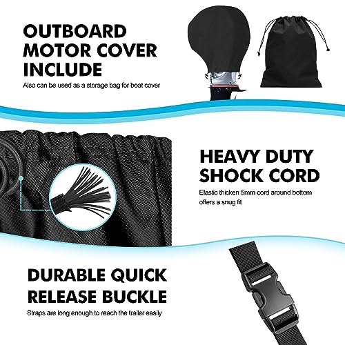 BOATPRO 20-22ft Trailerable Boat Cover with Outboard Motor Protection, Waterproof Marine Canvas, Black