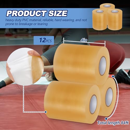 Pangda 12 Pack Heavy Duty Clear Wrestling Mat Tape 4 Inch for Gym & Sports