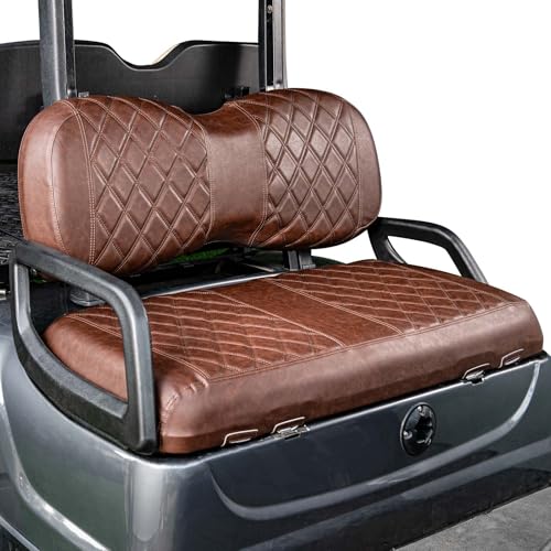 NOKINS Brown Diamond Vinyl Golf Cart Seat Covers Fits Yamaha Drive/Drive 2 - Set of Front Cushions