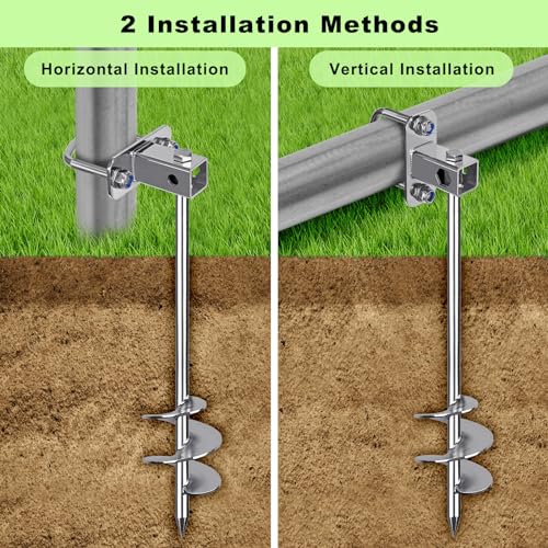 Silver Ground Anchors 24 Inch 6 Pack - Heavy Duty Earth Stakes for Shed & Swing Set