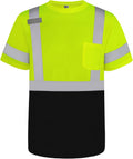 TCCFCCT High Visibility Shirt - Class 3 Reflective Safety Work Shirt for Men & Women | Short Sleeve, Durable DP-Yellow L
