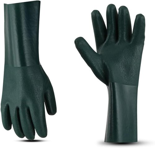Glove Station Heavy Duty Rubber Gloves - Chemical Resistant PVC Coating | Textured Finish