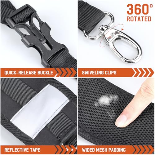 Pitozer Shoulder Strap Replacement for Bags with Black Metal Clips - Padded, Ventilated, Adjustable