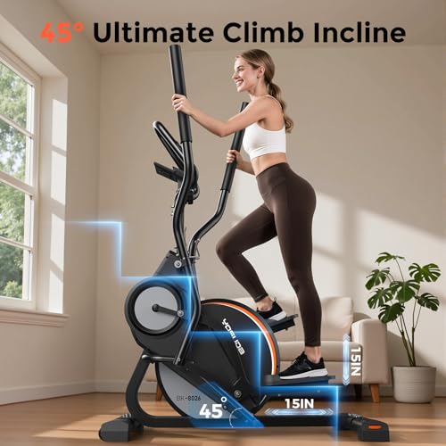 Black YOSUDA Elliptical Machine with 12° Incline - Compact Cardio Trainer