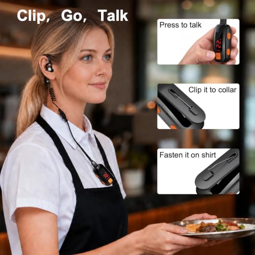 3 Pack Mini Waterproof Walkie Talkies for Adults, 2-Mile Range, IP54 Rated, with Earpiece
