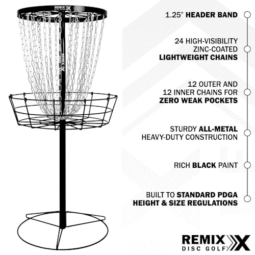 Disc Golf Practice Basket - Remix Deluxe 24-Chain, Black / 24-Cha Variation