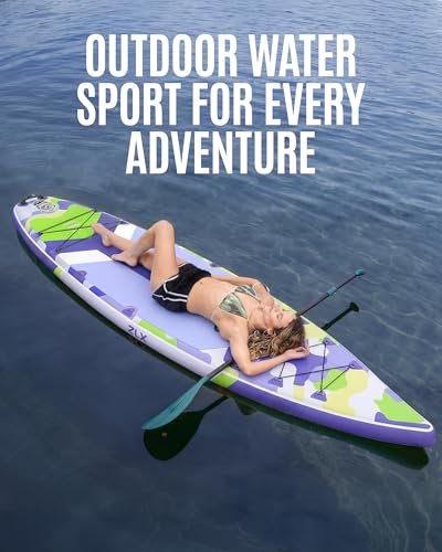 ZLX Inflatable Paddle Board 11'6" x 33" Stable & Fast with Purple Camo Variation