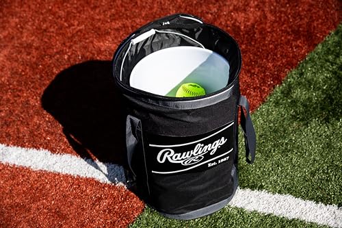 Baseball & Softball Ball Bucket Bag 6 Dozen Capacity with Removable Top - Black/Grey Variation of THIS listing